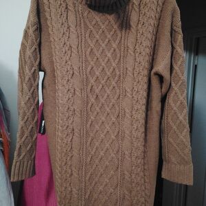 Amazon Women's Brown Cable Knit Midi Dress